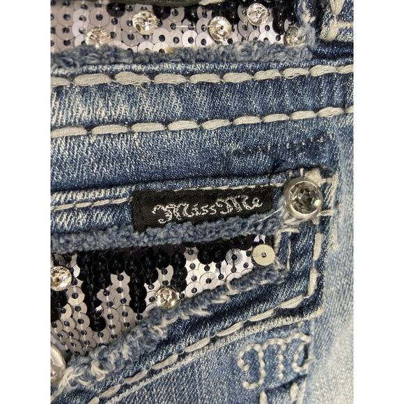 Miss Me Vintage Jezebel Jeans Womens 34 Measures 36 Easy Boot Bling EUC Y2K Plus - Picture 10 of 16